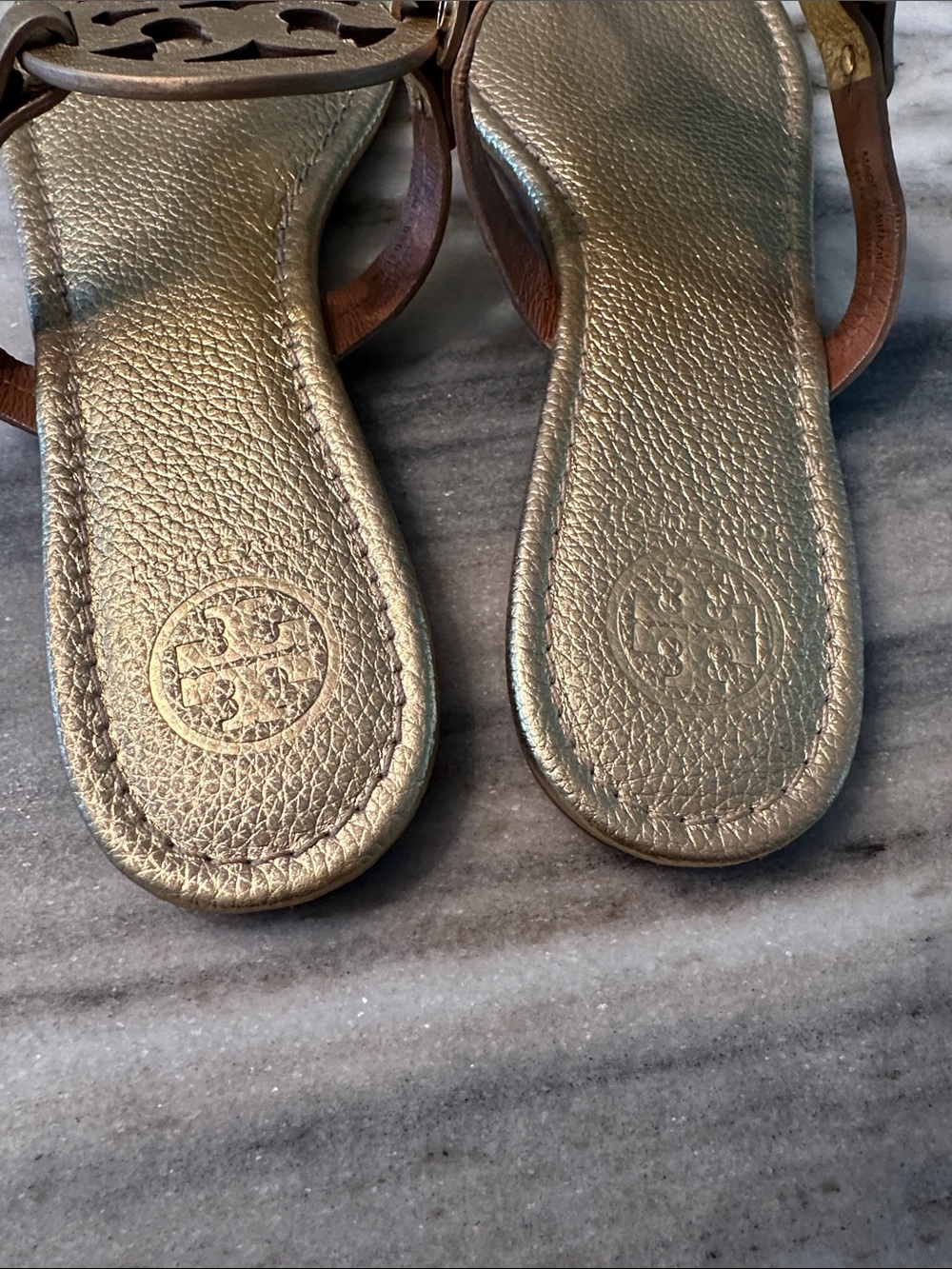 Tory Burch Miller Metallic Gold Sandals SIZE 11 - Picture 3 of 4
